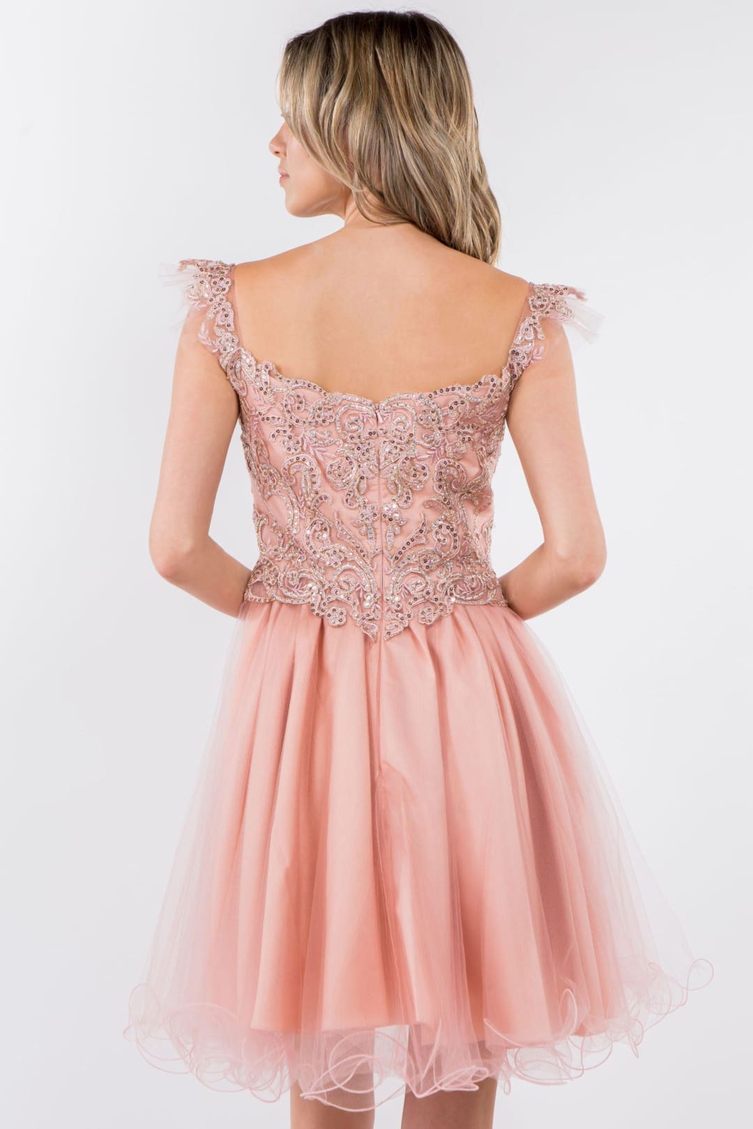 Embroidered Short Ruffled Dress by Elizabeth KGS1966