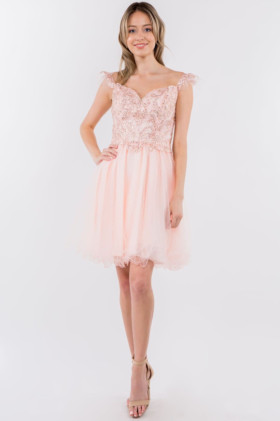 Embroidered Short Ruffled Dress by Elizabeth KGS1966