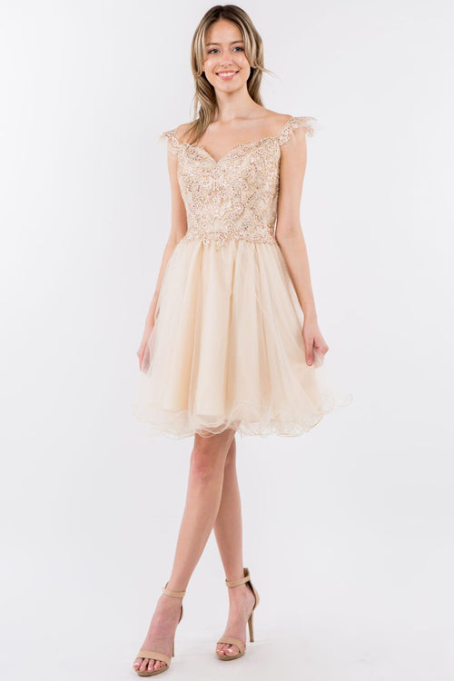 Embroidered Short Ruffled Dress by Elizabeth KGS1966