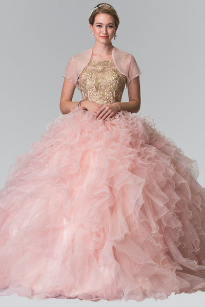 Embroidered Ruffled Ballgown by Elizabeth KGL2208