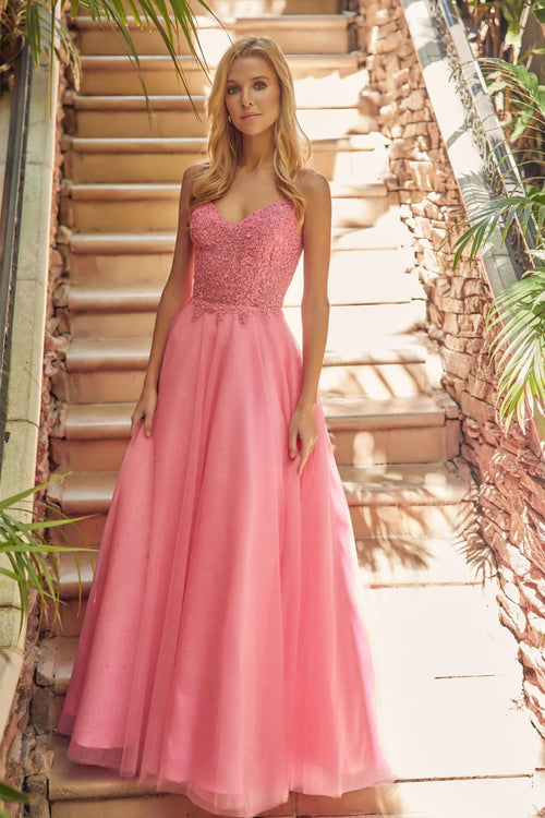 Embroidered Tulle Sparkle Gown by Juliet 268