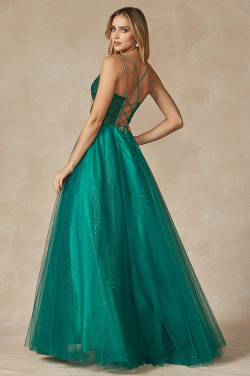 Embroidered Tulle Sparkle Gown by Juliet 268