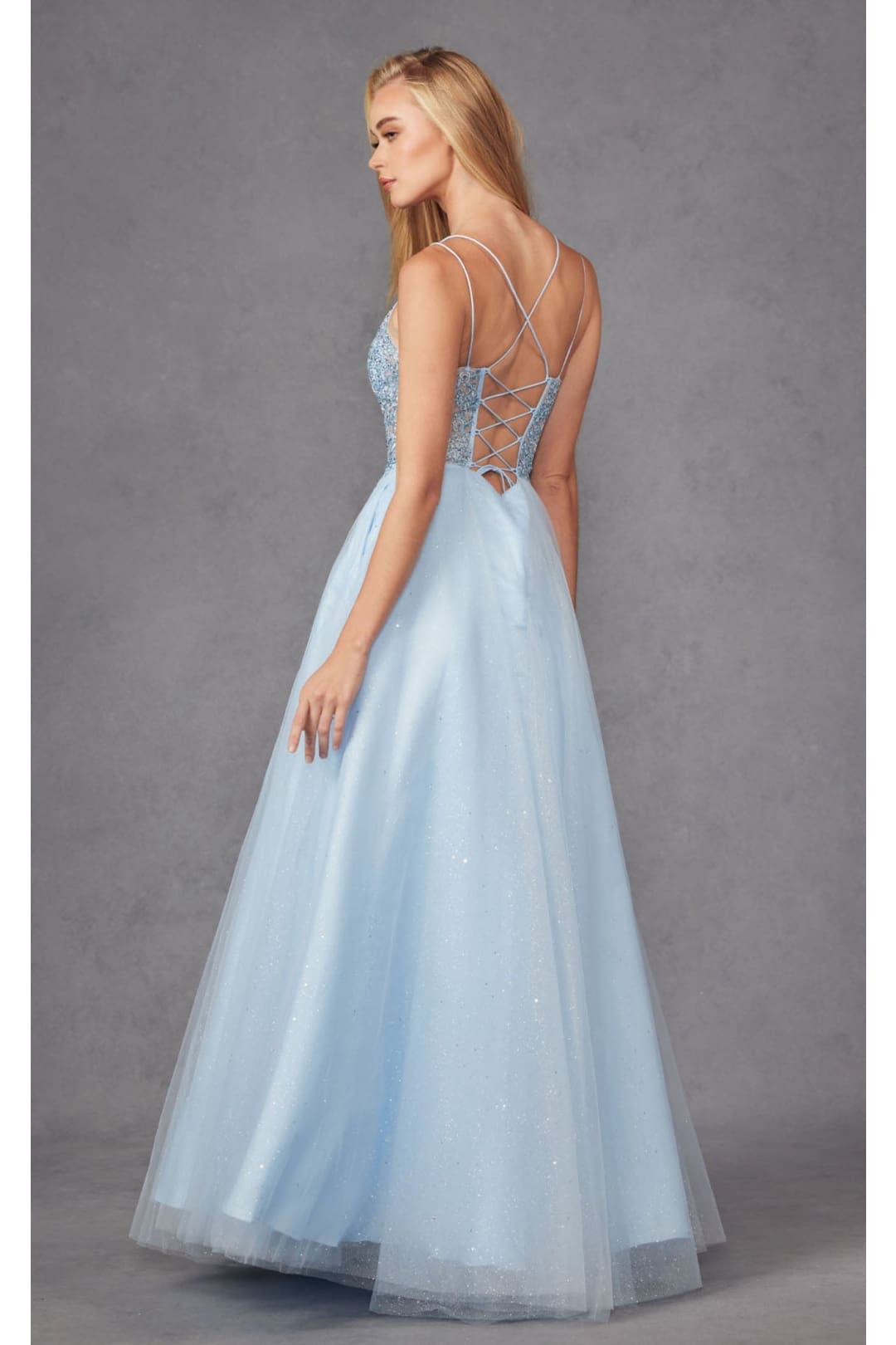 Embroidered Tulle Sparkle Gown by Juliet 268