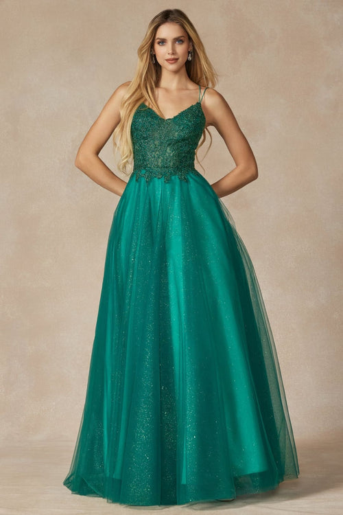 Embroidered Tulle Sparkle Gown by Juliet 268