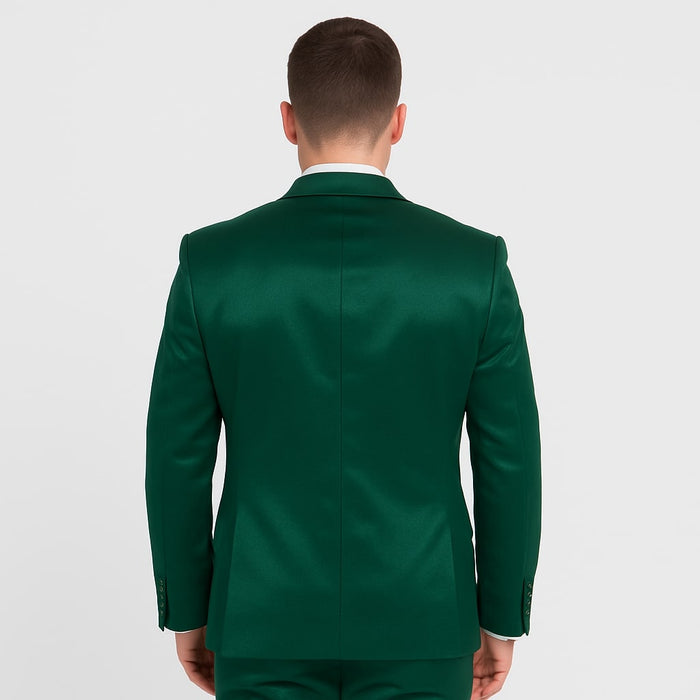 Emerald Green Satin Tuxedo Set - Formal 4-Piece Outfit for Prom or Wedding by Tazzio