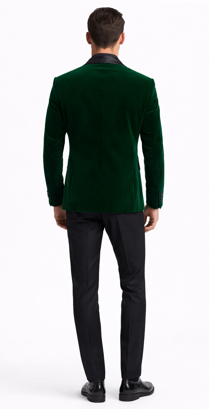 Emerald Green Velvet Tuxedo Jacket Slim Fit with Shawl Lapel - Wedding - Prom