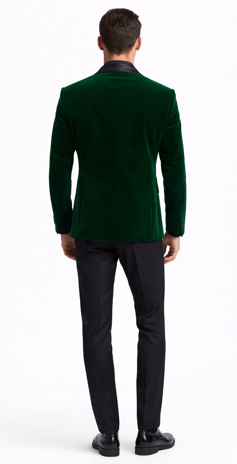 Emerald Green Velvet Tuxedo Jacket Slim Fit with Shawl Lapel - Wedding - Prom