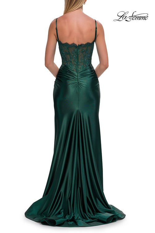 La Femme 33325 Beaded Lace Spaghetti Strap Dress