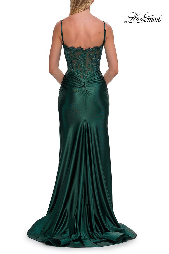 La Femme 33325 Beaded Lace Spaghetti Strap Dress