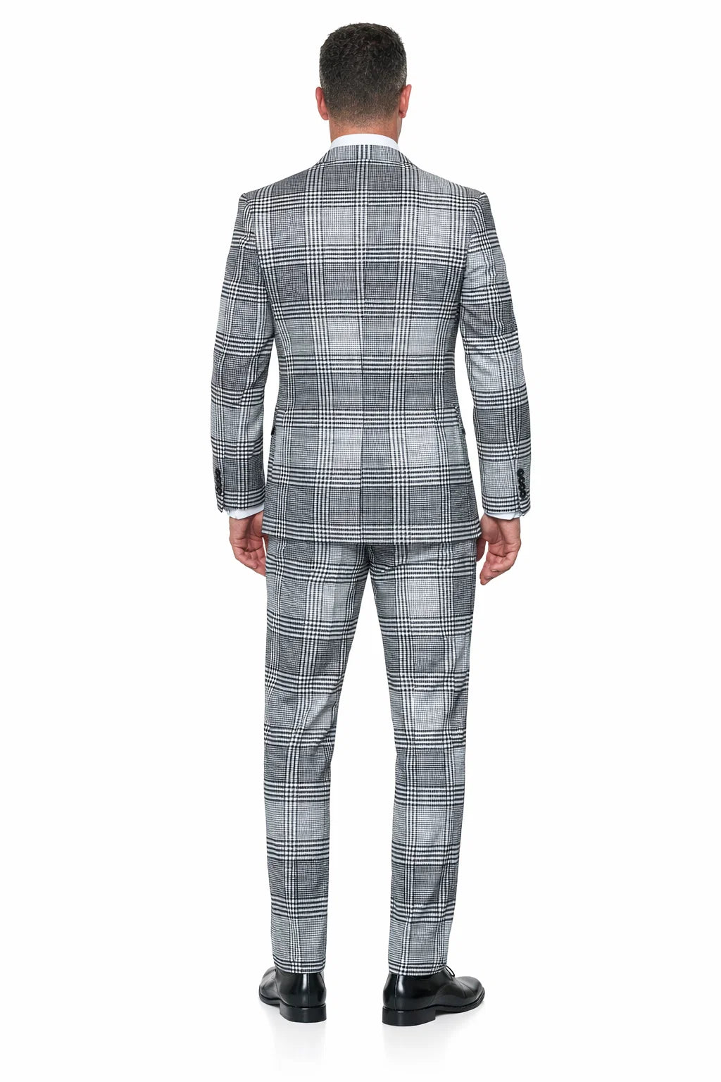 Statement Men’s 3-Piece Plaid Wool Suit – 100% Wool Modern Fit with Peak Lapel