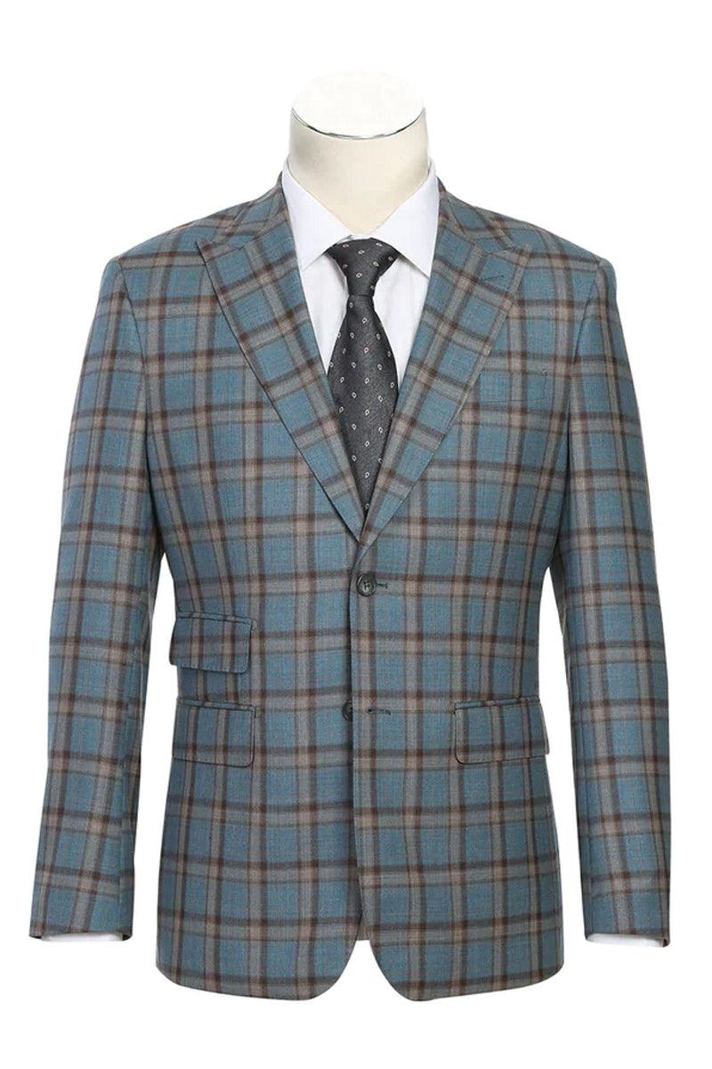 "English Laundry Men's Slim-Fit Grey & Bronze Wool Suit with Peak Lapel" - USA Men's Outlet – SuitUSA