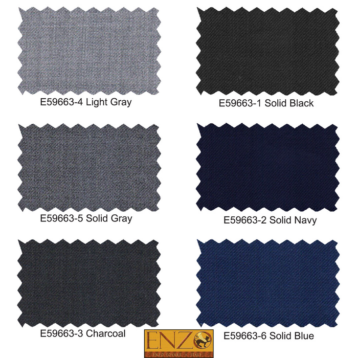 ENZO 150’s Super Wool 2-Button Suits in 6 Solid Fabrics Colors by Usamensoutlet