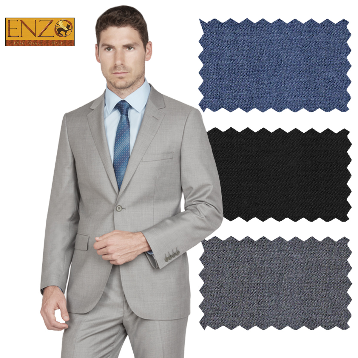 ENZO 150’s Super Wool 2-Button Suits in 6 Solid Colors by Usamensoutlet
