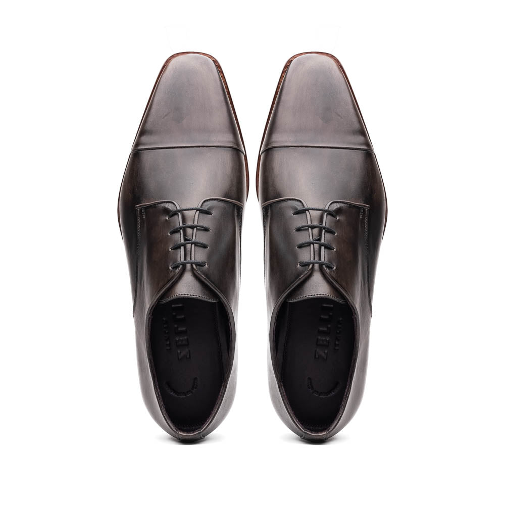 Zelli Enzo Classic Cap Toe Dress Shoes Crafted in Grey Calfskin