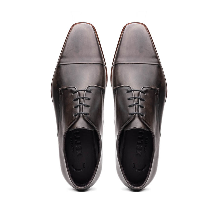 Zelli Enzo Classic Cap Toe Dress Shoes Crafted in Grey Calfskin