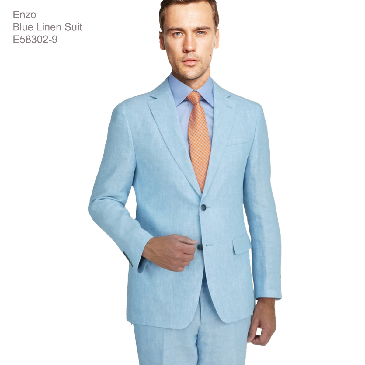 Enzo White, Khaki or Blue Linen Suits/ Free Shipping by Usamensoutlet