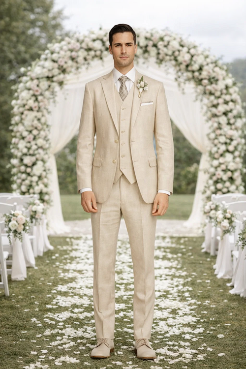 Enzo White, Khaki or Blue Linen Suits/ Free Shipping by Usamensoutlet