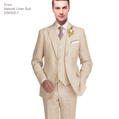 Enzo White, Khaki or Blue Linen Suits/ Free Shipping by Usamensoutlet