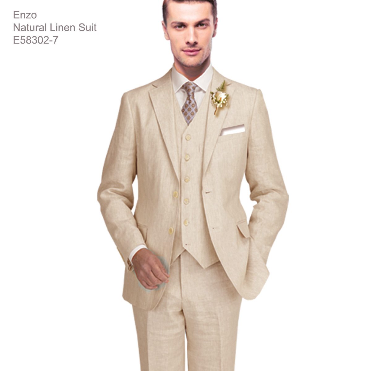 Enzo White, Khaki or Blue Linen Suits/ Free Shipping by Usamensoutlet