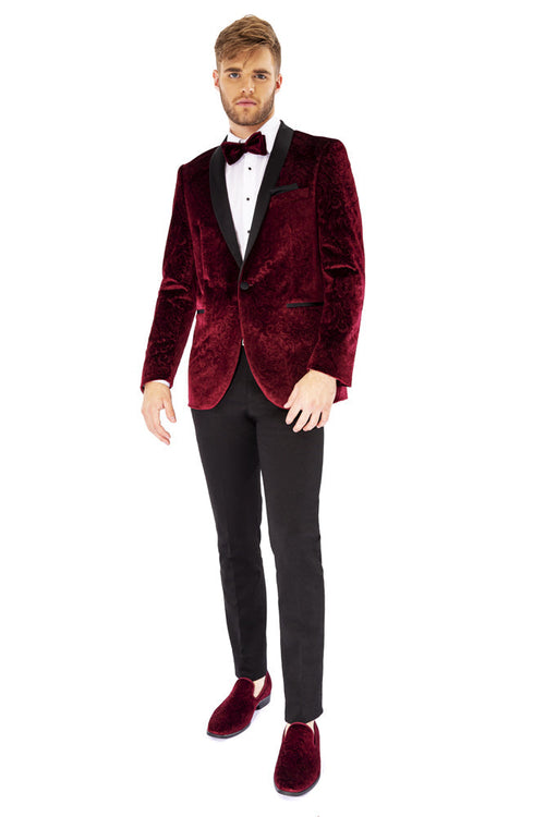 Equinox Burgundy Embossed Velvet Tuxedo Jacket (Separates) by PROMTUXEDO