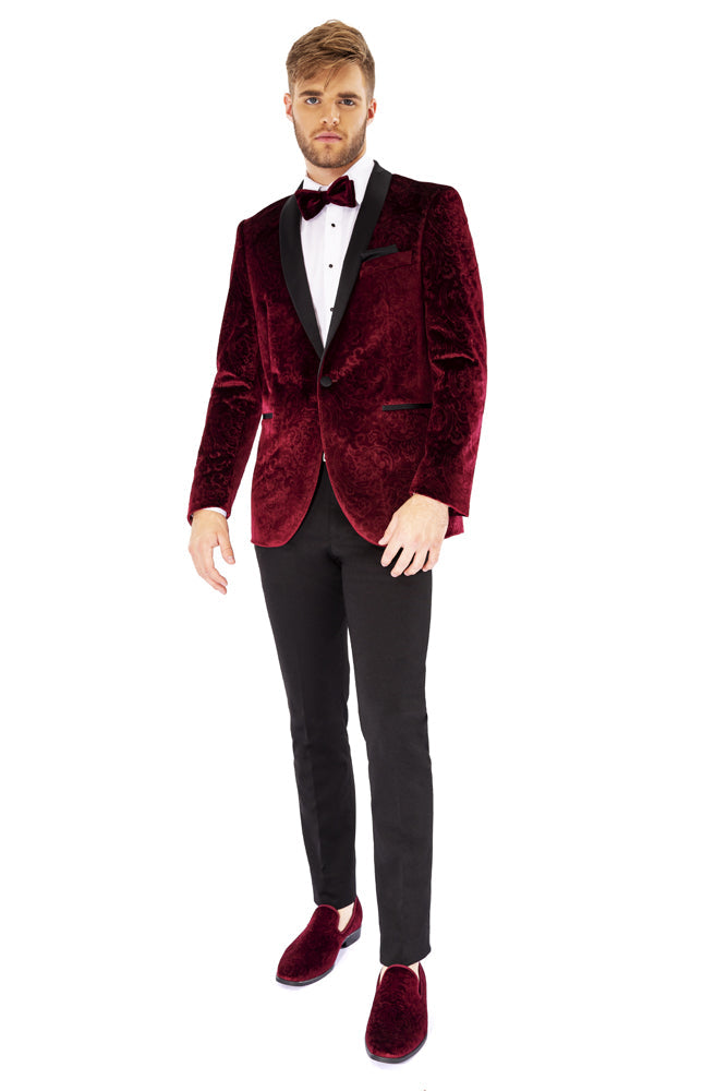 Equinox Burgundy Embossed Velvet Tuxedo Jacket (Separates) by PROMTUXEDO
