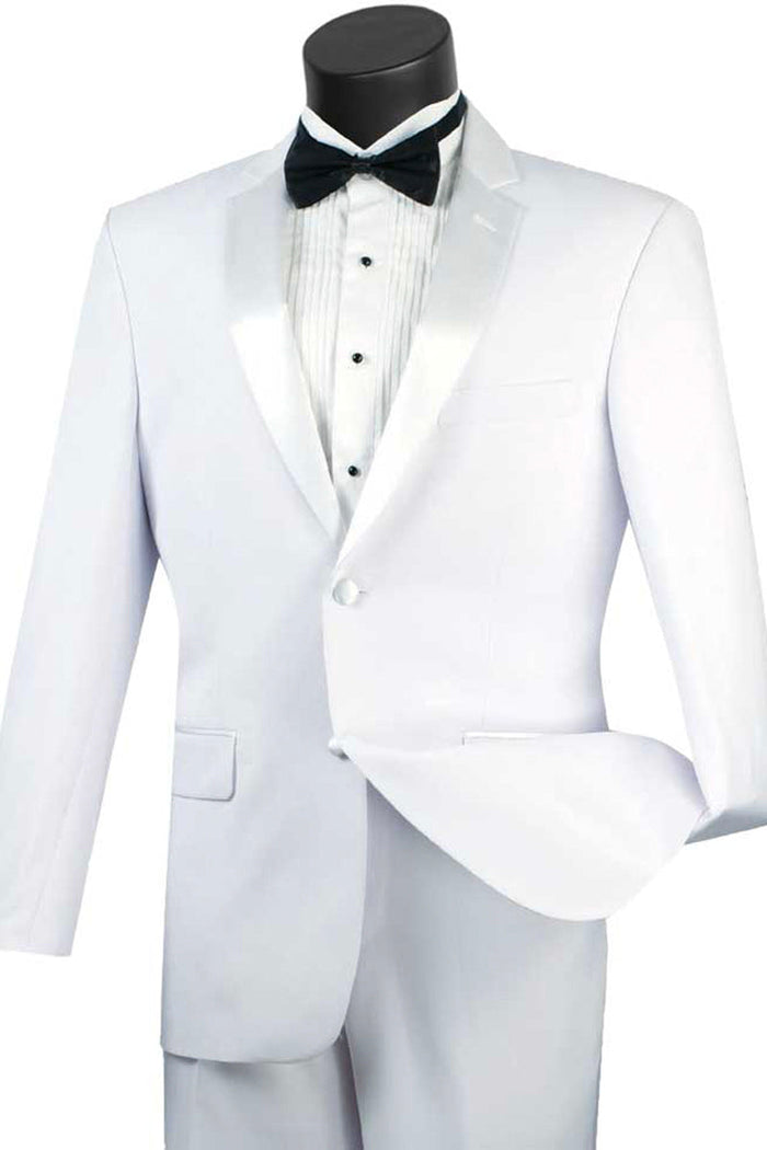 Mens Slim Fit One Button Shawl Tuxedo in Black by Vinci