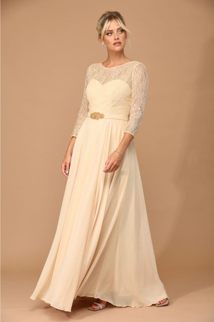 Eva USA 3227 A-Line Lace Detailed Mother of the Bride Gown