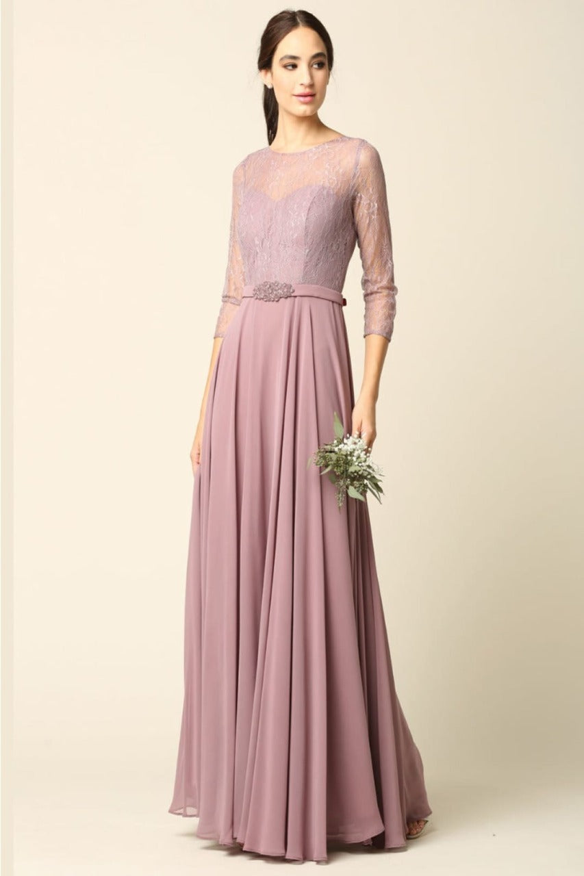 Eva USA 3227 A-Line Lace Detailed Mother of the Bride Gown