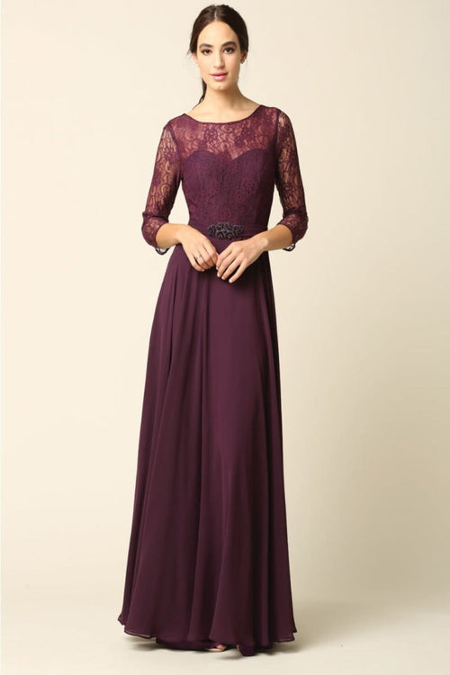 Eva USA 3227 A-Line Lace Detailed Mother of the Bride Gown