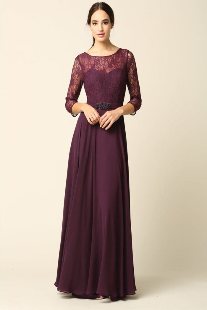 Eva USA 3227 A-Line Lace Detailed Mother of the Bride Gown