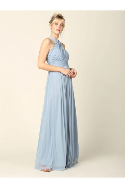 Eva USA 3280 Long Criss Cross Halter Bridesmaids Dress