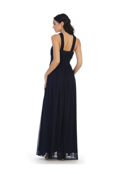 Eva USA 3280 Long Criss Cross Halter Bridesmaids Dress