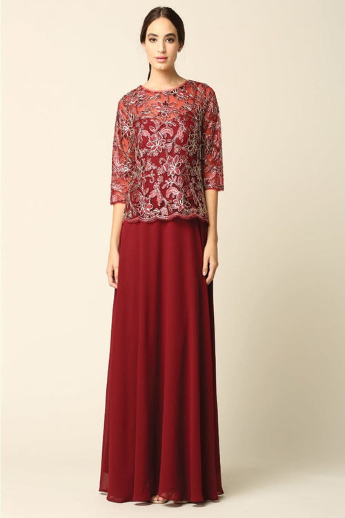 Eva USA 3377 One Piece Georgette Mother of the Bride Evening Dress