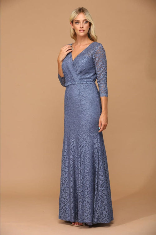 Eva USA 3450 3/4 Sleeve Glitter Mother of the Bride Formal Gown