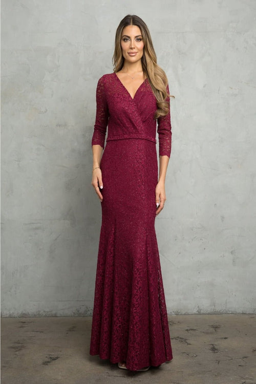 Eva USA 3450 3/4 Sleeve Glitter Mother of the Bride Formal Gown