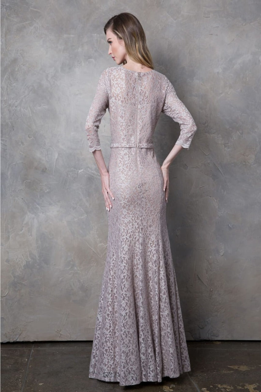 Eva USA 3450 3/4 Sleeve Glitter Mother of the Bride Formal Gown
