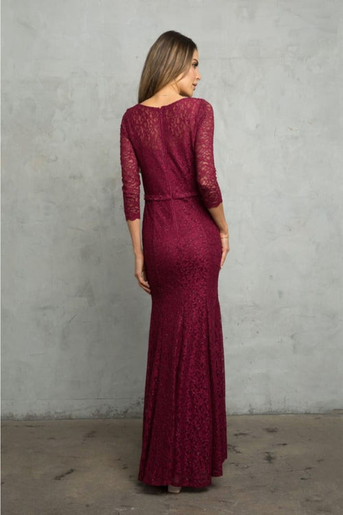 Eva USA 3450 3/4 Sleeve Glitter Mother of the Bride Formal Gown