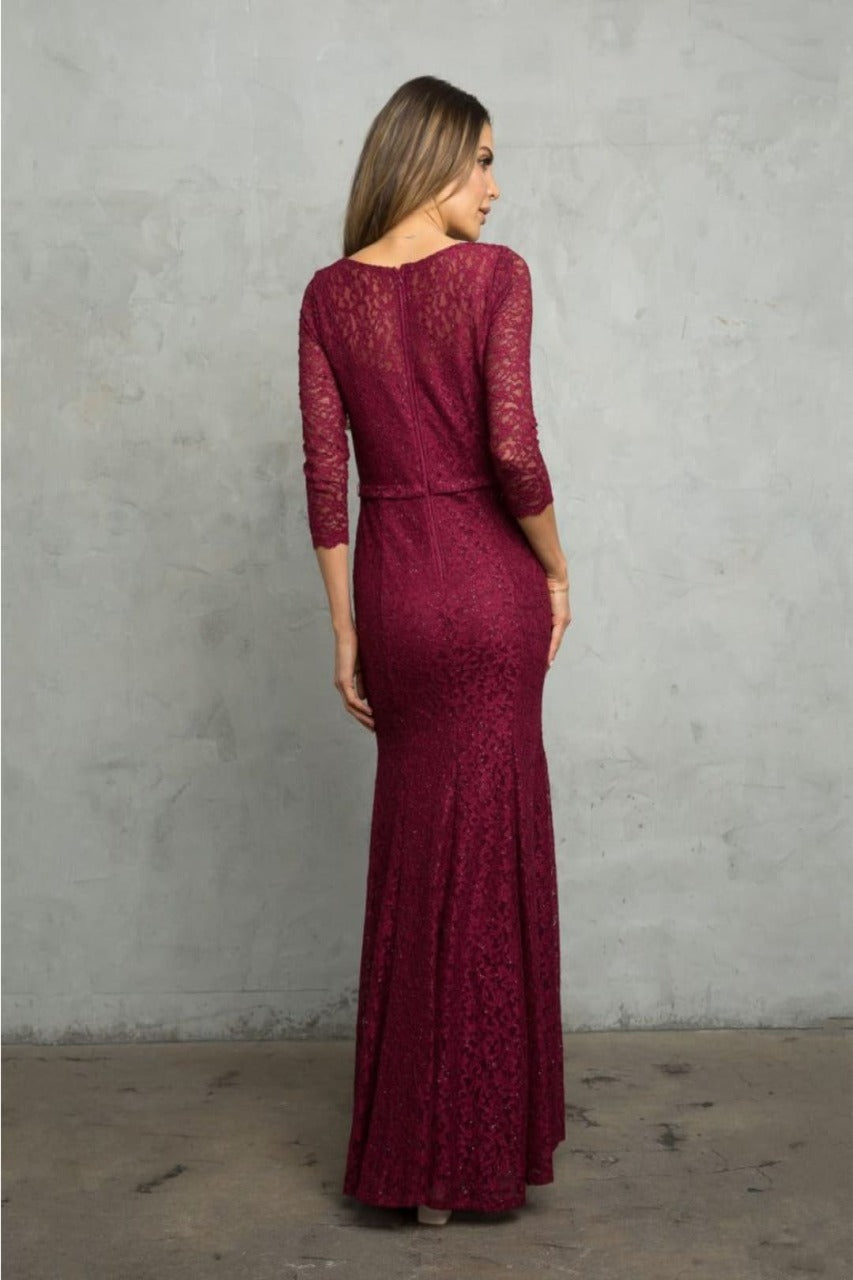Eva USA 3450 3/4 Sleeve Glitter Mother of the Bride Formal Gown