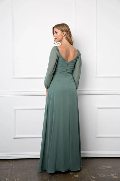 Eva USA 3452 Long Sleeve Formal Chiffon Dress