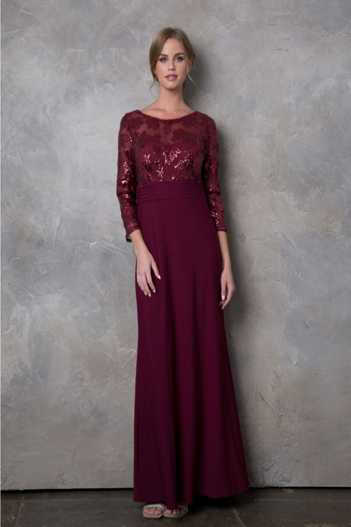 Eva USA 3453 Mother of the Bride Lace Long Formal Gown