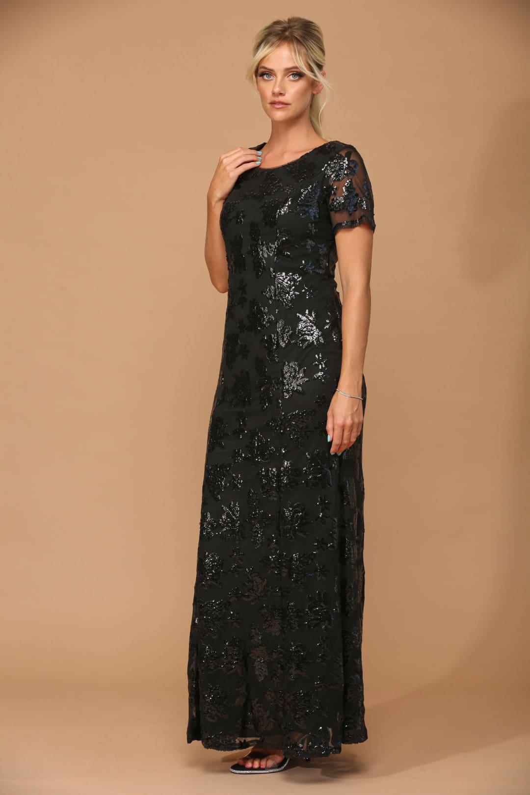 Mother-of-the-Bride Short Sleeve Formal Evening Dress by Eva USA 3456