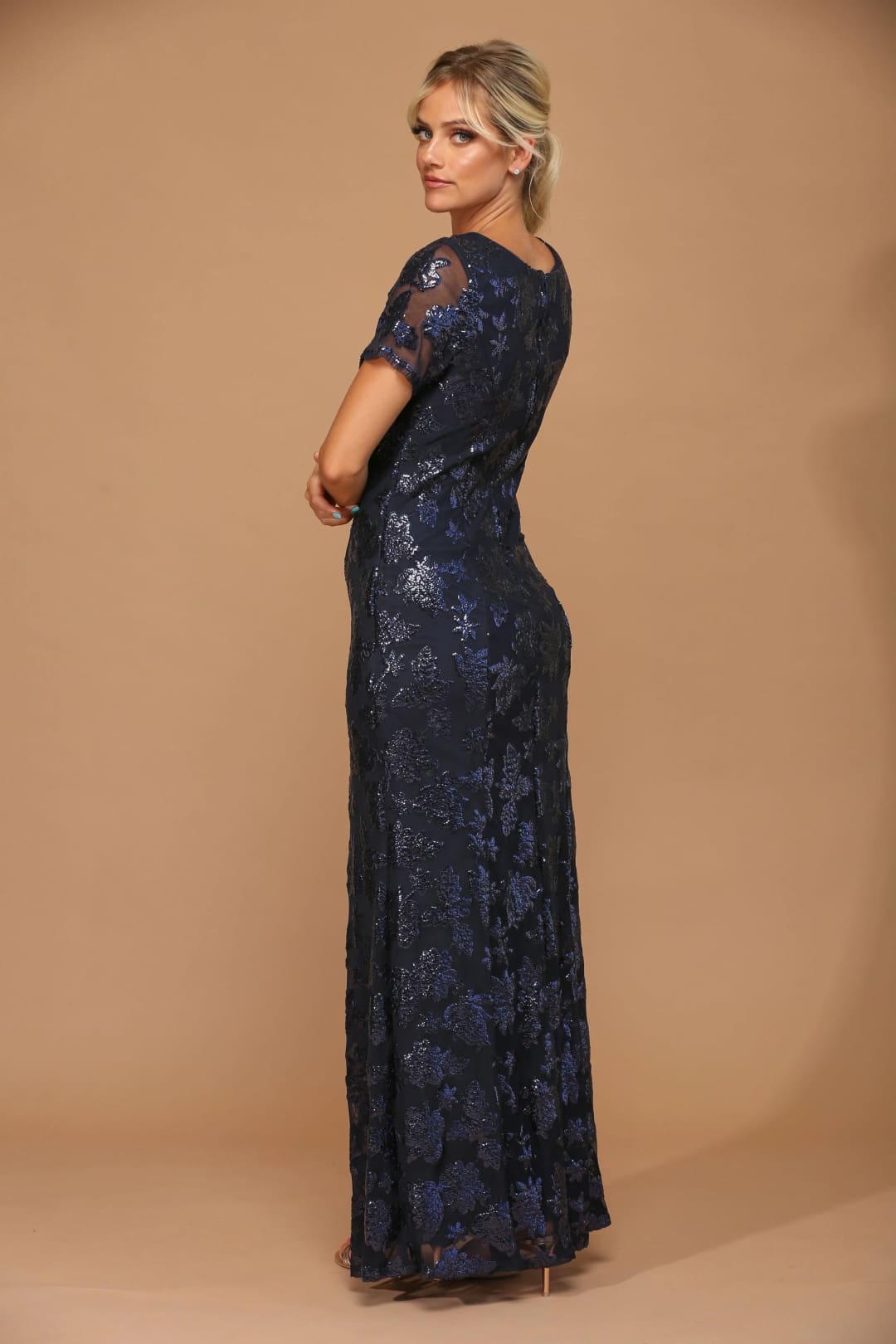Mother-of-the-Bride Short Sleeve Formal Evening Dress by Eva USA 3456