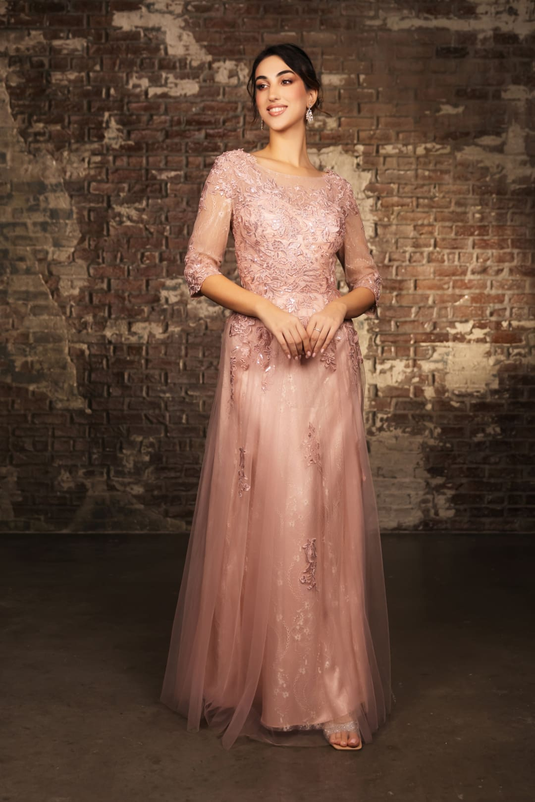 Mother Of The Bride Dress 3/4 Sleeves A-Line Gown By May Queen MQ2143-New Collection