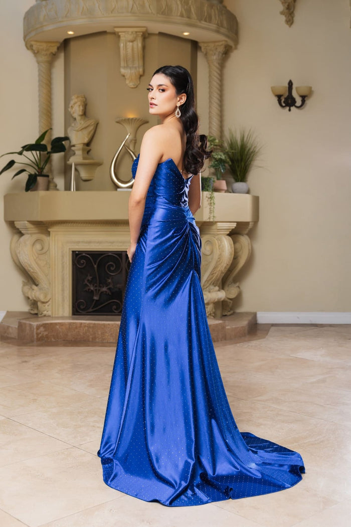 Evening Dress Straight Across Mermaid Gown By May Queen MQ2156