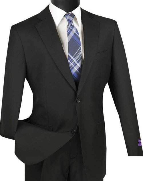 Executive 2 Piece Regular Fit Suit Color Black by Vinci