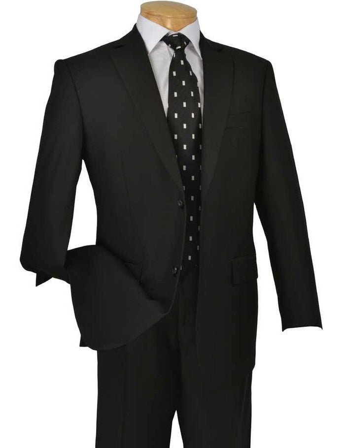 Executive Classic Fit Two Piece Suit Color Solid Black by Vinci
