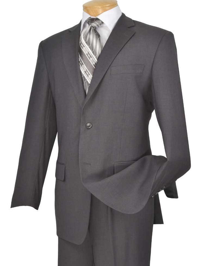 Executive Classic Fit Two Piece Suit Color Solid Gray by Vinci