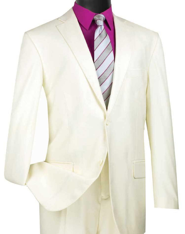 Executive Classic Fit Two Piece Suit Color Solid Ivory by Vinci