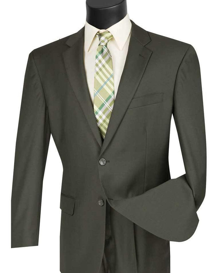 Executive Classic Fit Two Piece Suit Color Solid Olive by Vinci