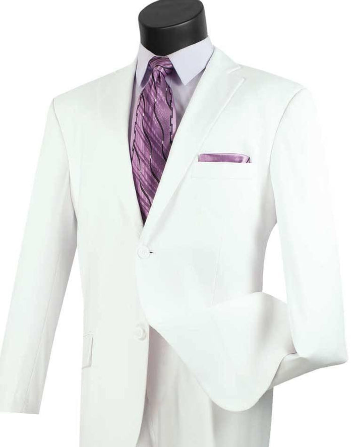 Executive Classic Fit Two Piece Suit Color Solid White Vinci
